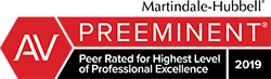 AV Preeminent®: The highest peer rating standard. This is given to attorneys who are ranked at the highest level of professional excellence for their legal expertise, communication skills, and ethical standards by their peers.
